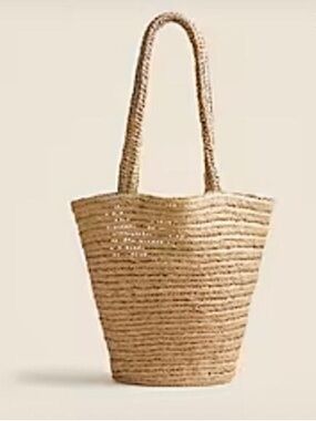J. Crew Malta Handwoven Straw Tote Natural